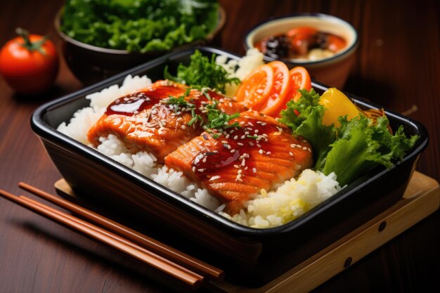 Salmone Bento box ai generato