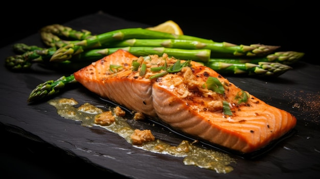 Salmone con asparagi al forno