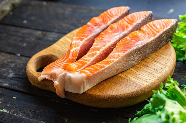 Salmone pesce crudo cibo prodotto biologico pasto snack spazio copia sfondo alimentare dieta pescetariana