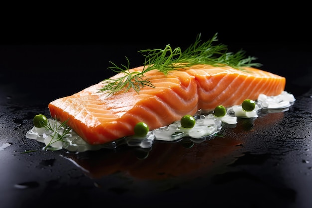 Salmone Sousvide cucinato alla perfezione Esteticamente bello Stile minimalista IA generativa