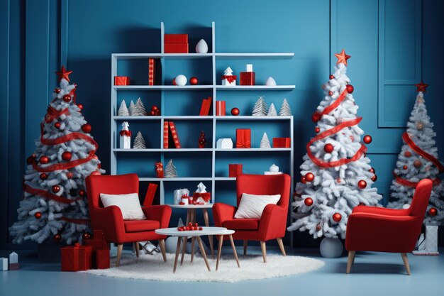 Salotto accogliente con decorazione natalizia Illustrazione AI GenerativexA