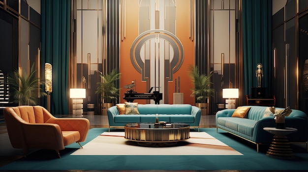 Salotto di lusso in stile Art Deco