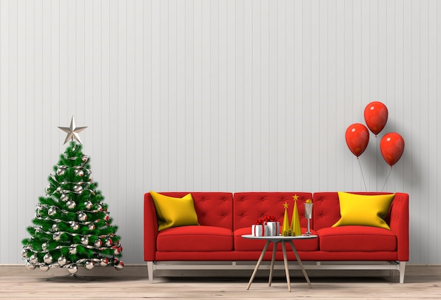 Salotto interno di Natale. rendering 3d