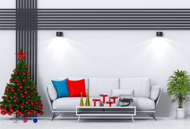 Salotto interno di Natale. rendering 3d