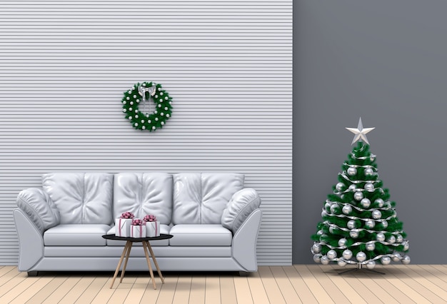 Salotto interno di Natale. rendering 3d