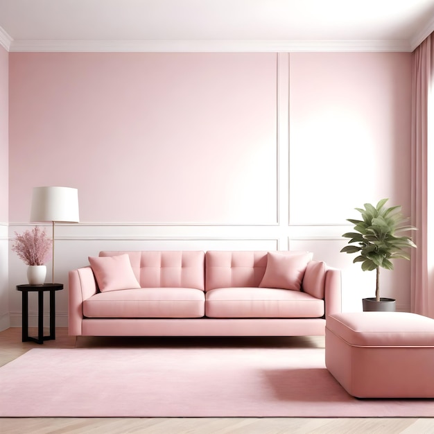 Salotto minimale con sofa classico e idee di interior design per tappeti