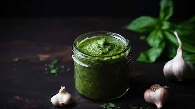 Salsa al pesto verde Illustrazione AI GenerativexA