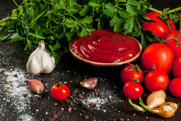 Salsa al pomodoro o ketchup con ingredienti