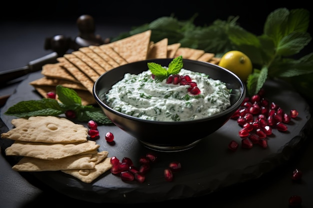 Salsa allo yogurt e spinaci con menta sfrigolante Natale