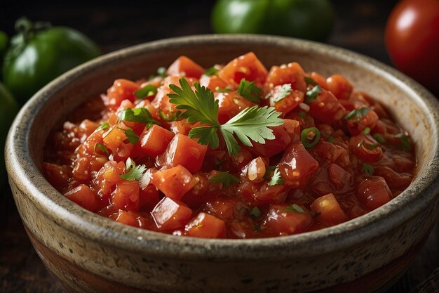 Salsa appena fatta in una ciotola tradizionale