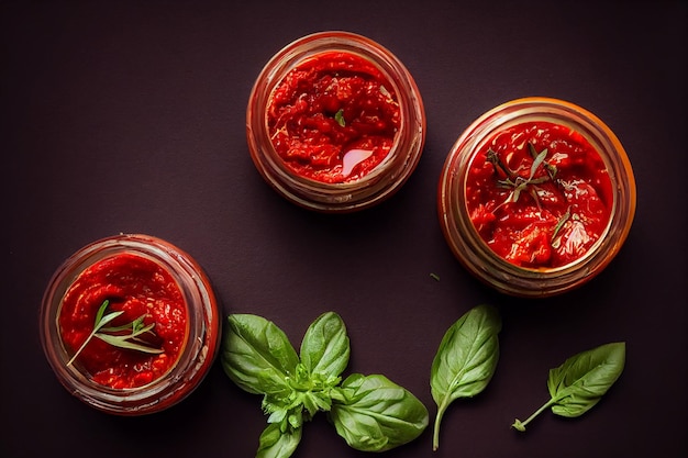 Salsa di pomodoro fresca sul tavolo