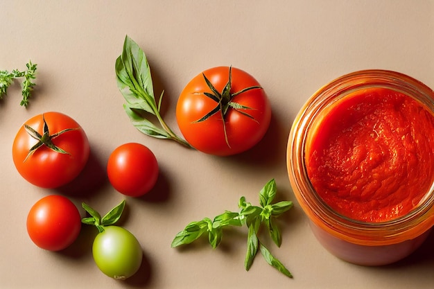 Salsa di pomodoro fresca sul tavolo