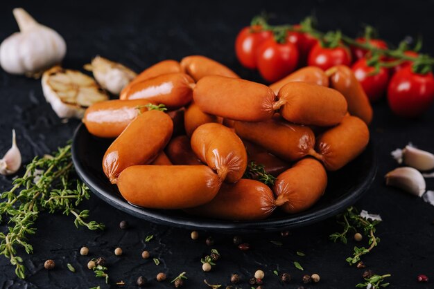 Salsiccette con pomodori e aglio