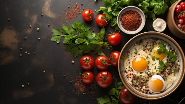 Salsiccia con zuppa di crema all'uovo per colazione