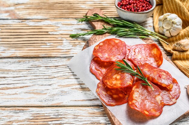 Salsiccia di chorizo affettata spagnola