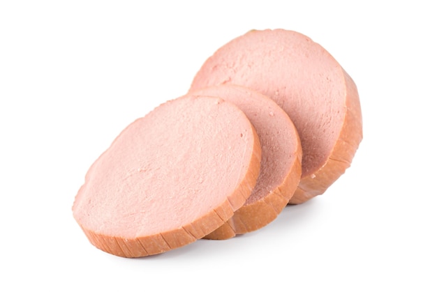Salsiccia di maiale isolata su sfondo bianco