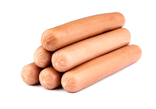 Salsiccia fresca isolata su sfondo bianco Salsiccia per hot dog