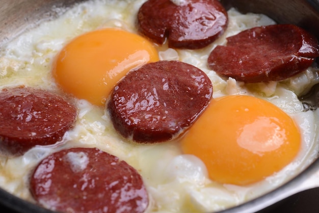 Salsiccia fritta alla turca con uova (sucuklu yumurta)