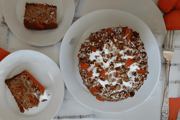 Salutare torta di carote fatta in casa con frutta e crema AI generativa