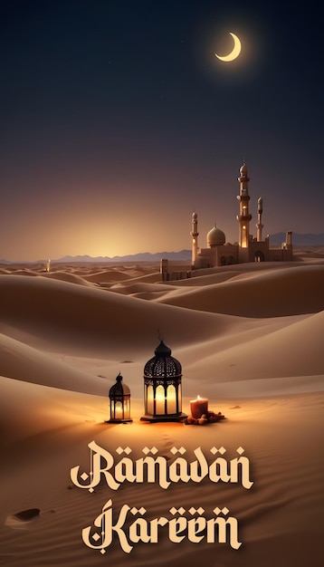 Saluti del Ramadan Foto sul deserto