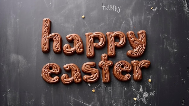 Saluti di Pasqua con deliziose lettere di cioccolato e uova nascoste