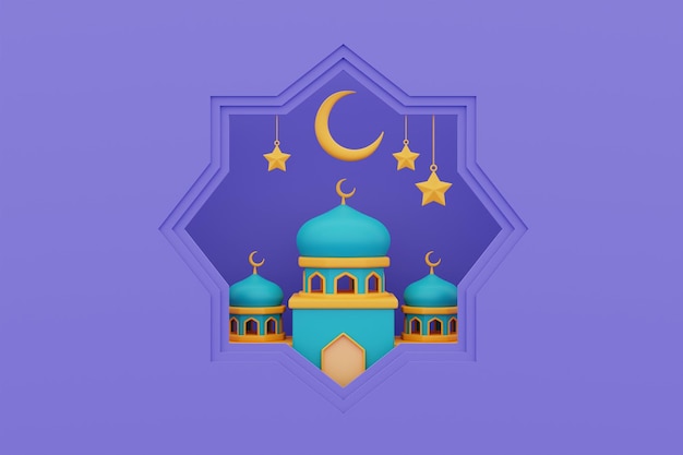 saluti ramadan 3dVacanza islamica Raya Hari Eid al Adha rendering 3dxA