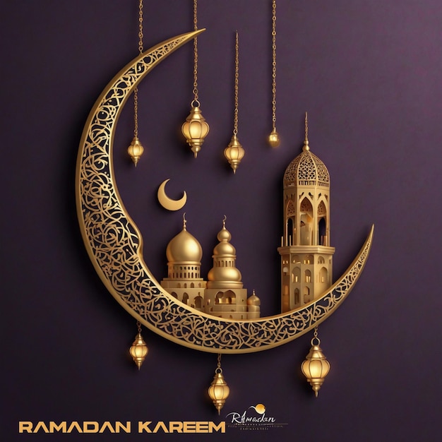 Saluto di Eid Mubarak o Ramadan Kareem Luxury design di sfondo mistico in colore oro