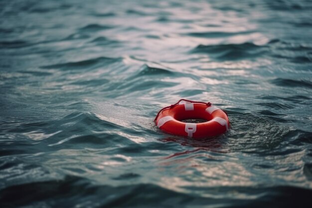 Salvagente arancione nell'ai generativo dell'acqua di mare