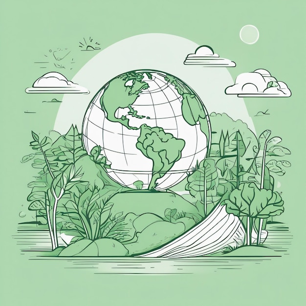 Salvare il concetto di globo terrestre per proteggere l'illustrazione dell'ambiente