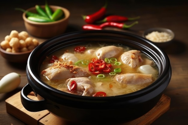 Samgyetang o zuppa di pollo al ginseng che significa fotografia del cibo