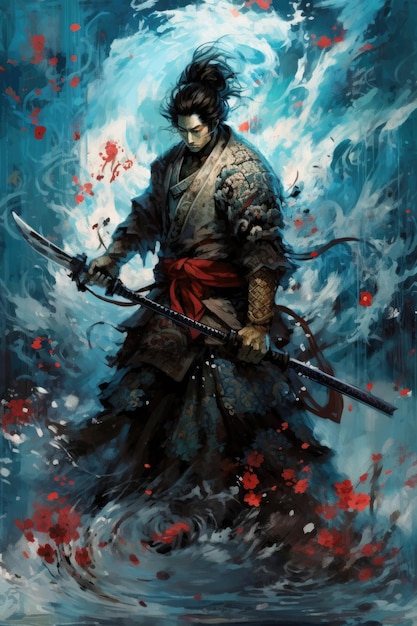 samurai spada arte fantasia personaggio illustrazione ritratto halloween magia libro arte carta da parati epico