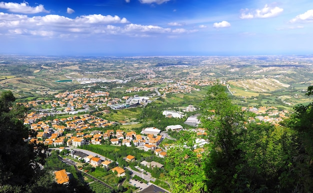 San Marino Veduta dall'alto. Italia. Panorama.