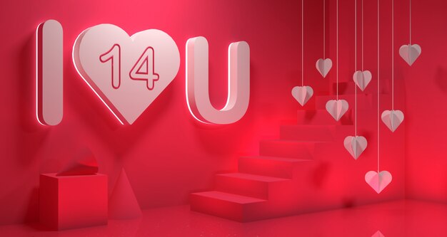 San Valentino Banner sfondo. Geometria 3D Rendering.