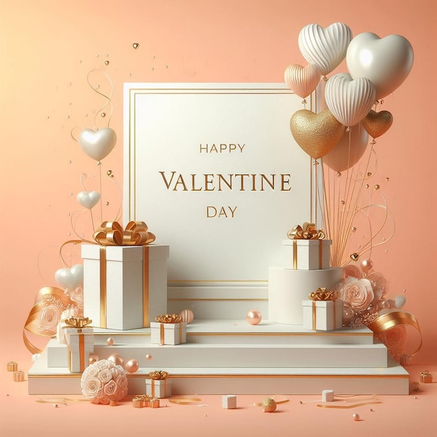 San Valentino con un morbido pastello color pesca palco quadrato AI generato