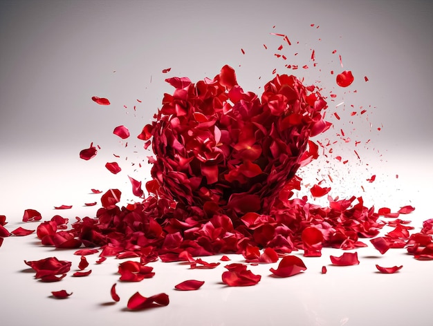 San Valentino cuore fatto di petali di rosa rossa Ai generato