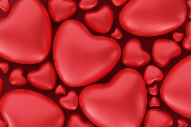 San Valentino cuore rosso a forma di sfondo rendering 3d