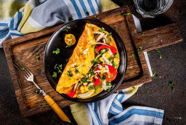 Sana colazione, frittata di uova ripiene con verdure