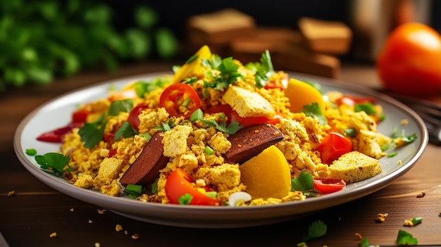 Sana colazione vegana strapazzata al tofu con un tocco in più