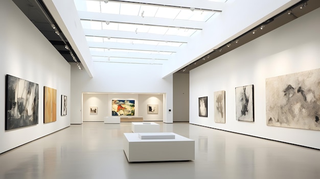 Sanctuario degli appassionati d'arte Galleria d'arte contemporanea con soffitti alti e riflettori