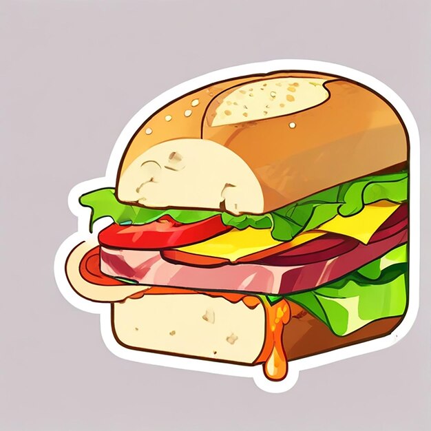 Sandwich Cartoon Vector Icon Illustrazione Breakfast Food Icon Concept Vector Premium Isolato