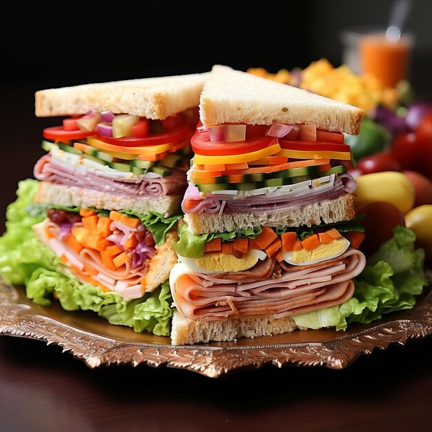 Sandwich con prosciutto e verdure