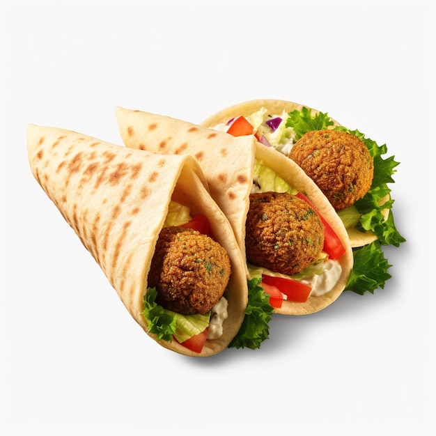 Sandwich di Falafel Pita con lattuga, pomodoro e cipolla