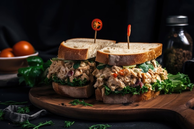 Sandwich di insalata di tonno con un mix di consistenze croccanti e cremose create con ai generativi