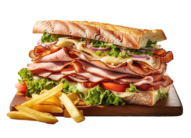 Sandwich isolato su sfondo bianco o trasparente AI Immagine generata