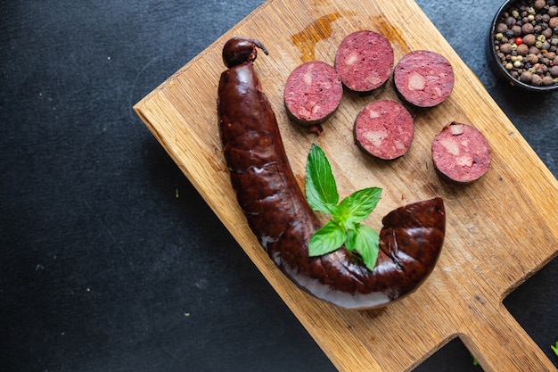 sanguinaccio salsiccia sanguinaccio grasso cibo sul tavolo pasto sano snack spazio copia sfondo alimentare