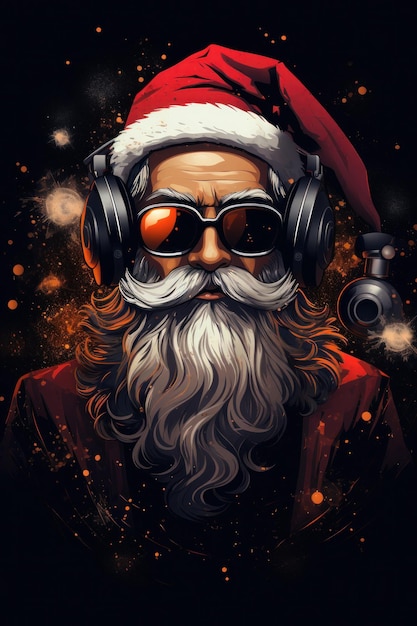 Santa Claud DJ Illustrazione AI GenerativexA