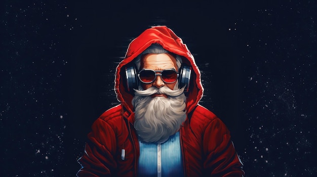 Santa Claud DJ Illustrazione AI GenerativexA