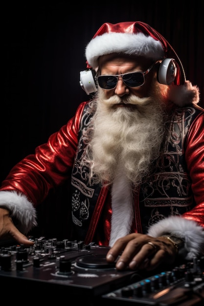 Santa Claud DJ Illustrazione AI GenerativexA