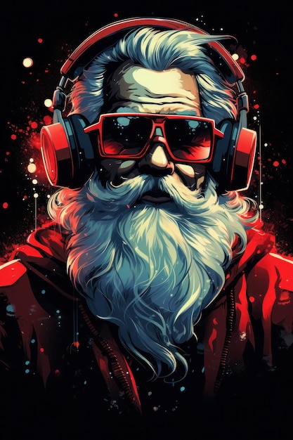 Santa Claud DJ Illustrazione AI GenerativexA