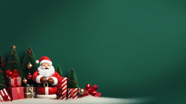 Santa Claus allegra che si siede su un mucchio variopinto della festa festiva dei presente Immagine Stock AI generativa